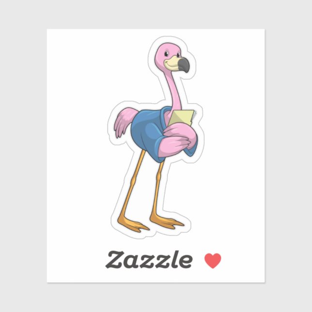 Flamingo as Secretary with Notepad (Sheet)