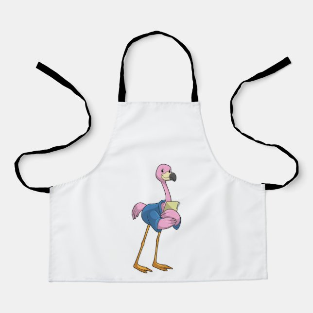 Flamingo as Secretary with Notepad Apron (Front)