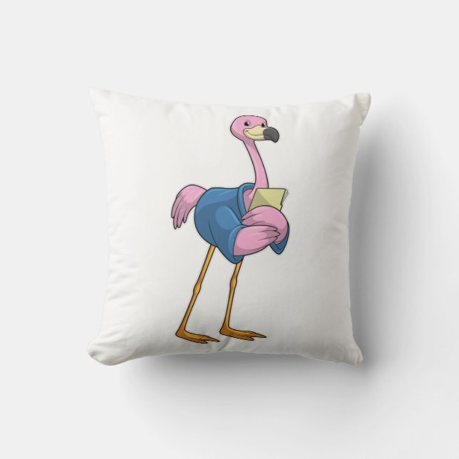 Flamingo as Secretary with Notepad Cushion (Front)