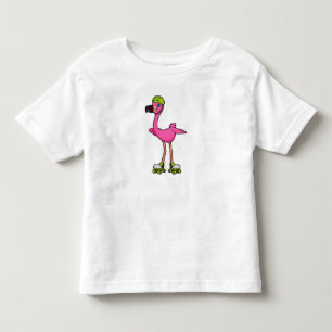 Flamingo as Skater with Roller skates & Helmet Toddler T-Shirt