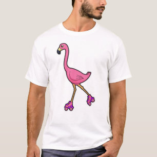 Flamingo as Skater with Roller skates T-Shirt