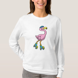Flamingo as Skater with Skates & Helmet T-Shirt