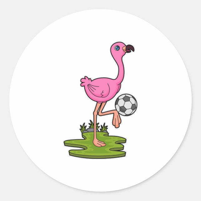 Flamingo as Soccer player with Soccer Classic Round Sticker (Front)