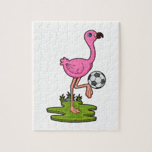Flamingo as Soccer player with Soccer Jigsaw Puzzle