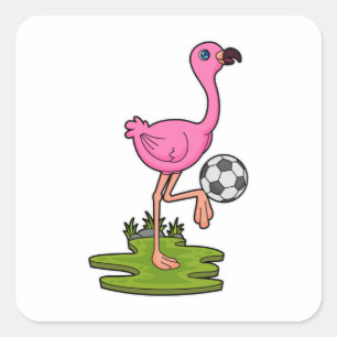 Flamingo as Soccer player with Soccer Square Sticker
