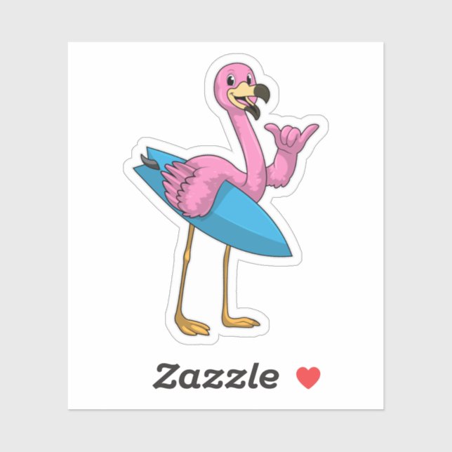 Flamingo as Surfer with Surfboard (Sheet)