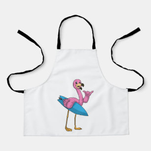 Flamingo as Surfer with Surfboard Apron