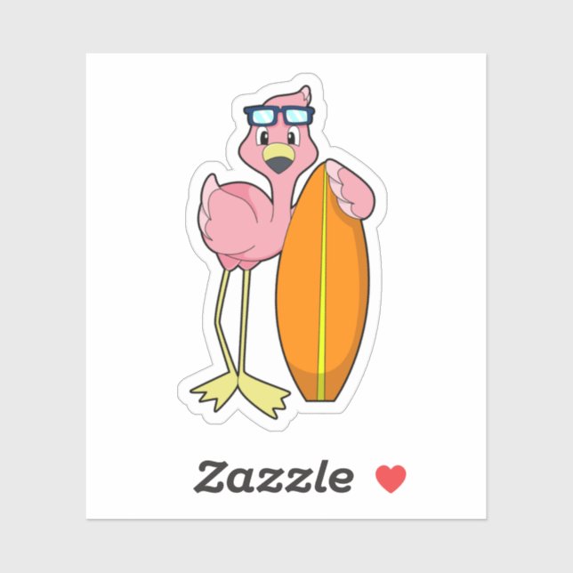Flamingo as Surfer with Surfboard.PNG (Sheet)