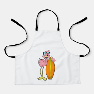 Flamingo as Surfer with Surfboard.PNG Apron