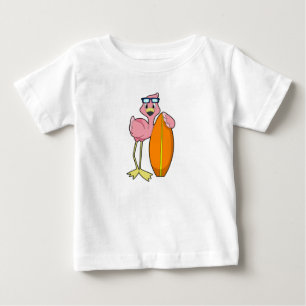 Flamingo as Surfer with Surfboard.PNG Baby T-Shirt