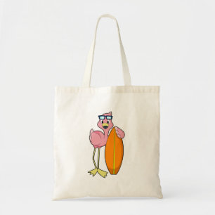 Flamingo as Surfer with Surfboard.PNG Tote Bag