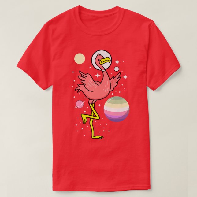 Flamingo Astronaut Genderfae Pride  T-Shirt (Design Front)