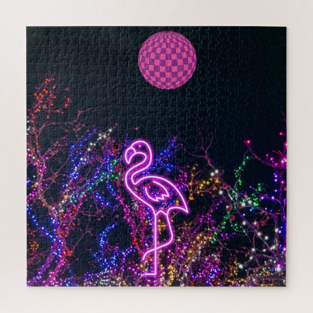 Flamingo at dance party.  jigsaw puzzle (Vertical)