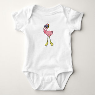 Flamingo at Diving with Snorkel Baby Bodysuit