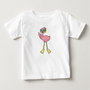 Flamingo at Diving with Snorkel Baby T-Shirt