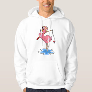 Flamingo at Fishing with Fishing rod Hoodie