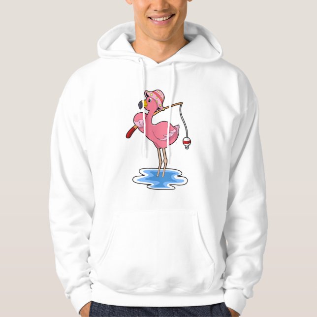 Flamingo at Fishing with Fishing rod Hoodie (Front)