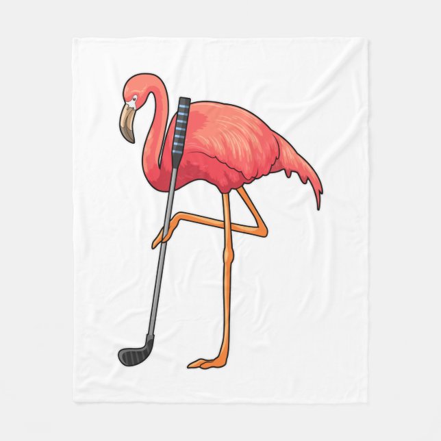 Flamingo at Golf with Golf club Fleece Blanket (Front)