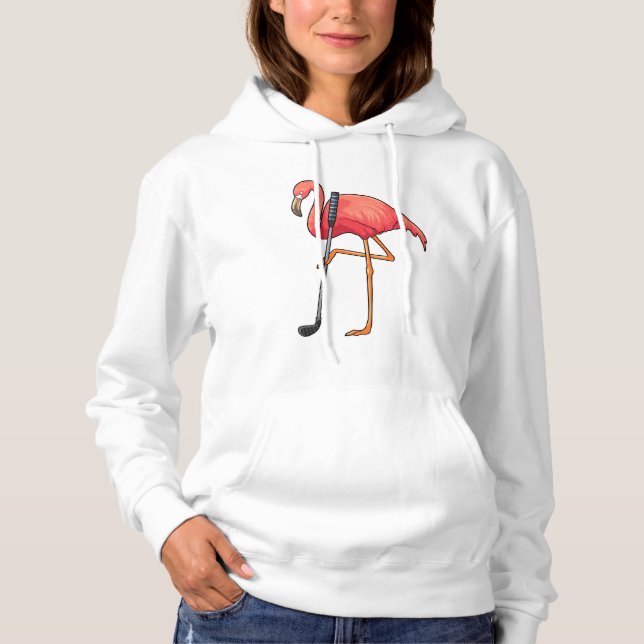Flamingo at Golf with Golf club Hoodie (Front)