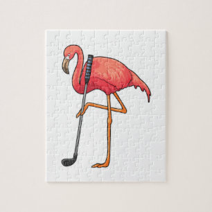 Flamingo at Golf with Golf club Jigsaw Puzzle