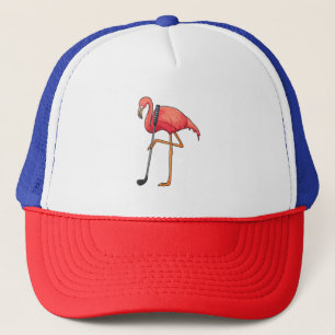 Flamingo at Golf with Golf club Trucker Hat