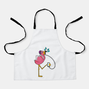 Flamingo at Music with Headphone Apron