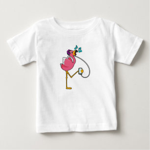 Flamingo at Music with Headphone Baby T-Shirt