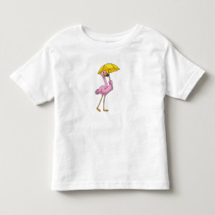 Flamingo at Raining with Umbrella Toddler T-Shirt