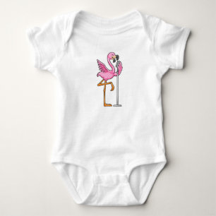 Flamingo at Singing with Microphone Baby Bodysuit