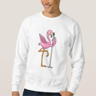 Flamingo at Singing with Microphone Sweatshirt