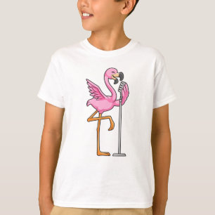 Flamingo at Singing with Microphone T-Shirt