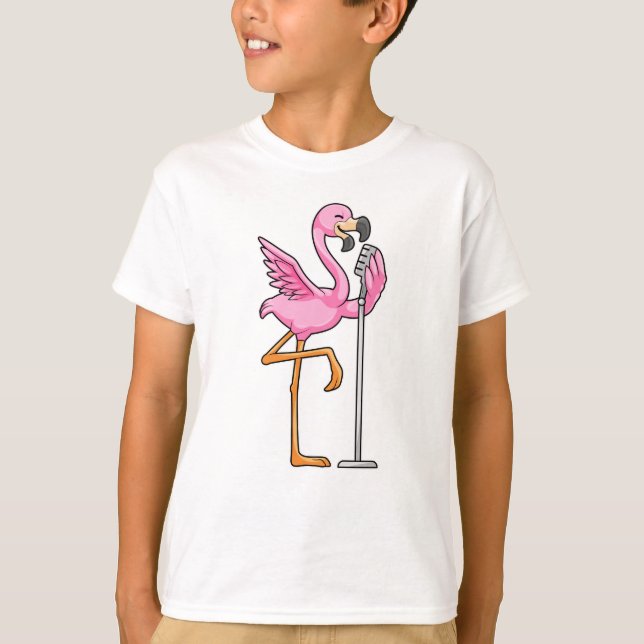 Flamingo at Singing with Microphone T-Shirt (Front)