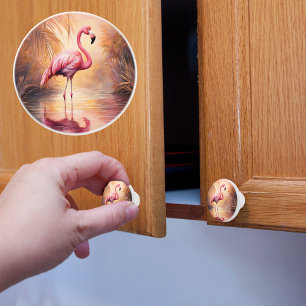 Flamingo at Sunset Ceramic Knob