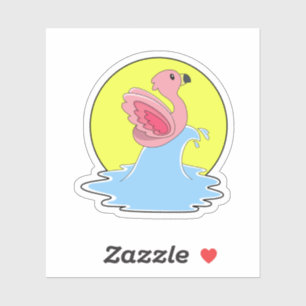 Flamingo at Surfing on Water