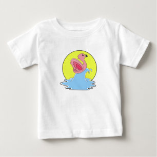 Flamingo at Surfing on Water Baby T-Shirt