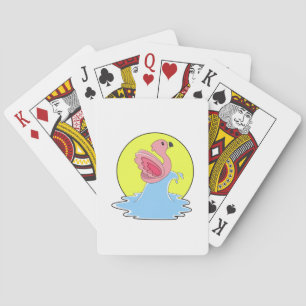 Flamingo at Surfing on Water Playing Cards