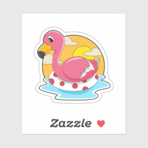 Flamingo at Swimming with Lifebuoy