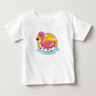 Flamingo at Swimming with Lifebuoy Baby T-Shirt