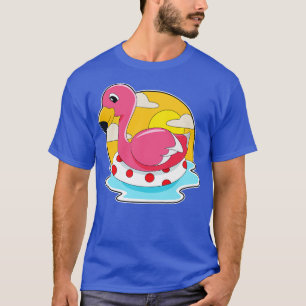 Flamingo at Swimming with Lifebuoy T-Shirt