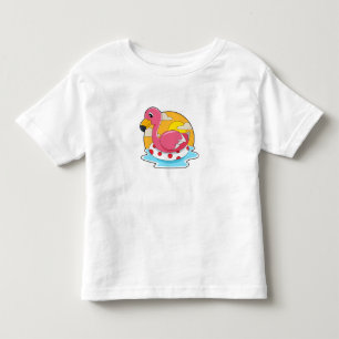 Flamingo at Swimming with Lifebuoy Toddler T-Shirt