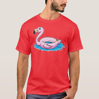 Flamingo at Swimming with Swim ring T-Shirt