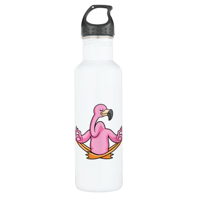 Flamingo at Yoga in Cross-legged 710 Ml Water Bottle (Front)