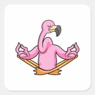 Flamingo at Yoga in Cross-legged Square Sticker