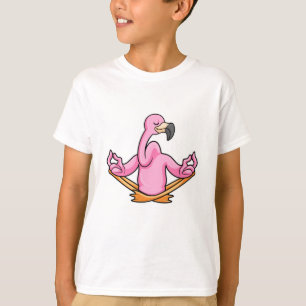 Flamingo at Yoga in Cross-legged T-Shirt