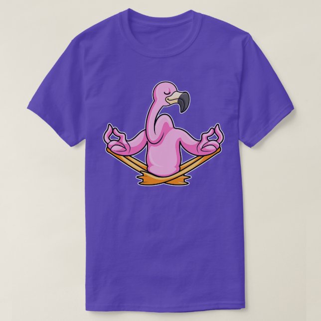 Flamingo at Yoga in Crosslegged T-Shirt (Design Front)