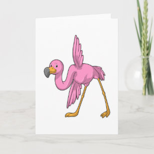 Flamingo at Yoga Stretching exercise Card