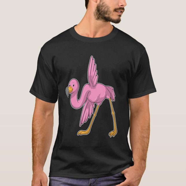 Flamingo at Yoga Stretching exercise T-Shirt (Front)