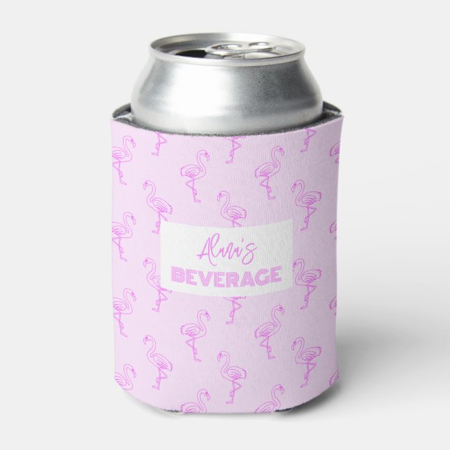 Flamingo Awake Stand on One leg Can Cooler (Can Front)