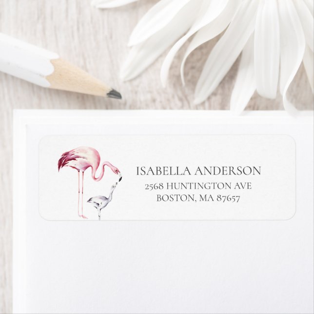 Flamingo Baby Shower Address Label (Insitu)