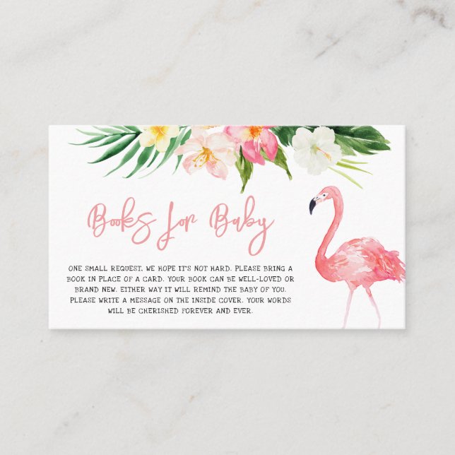 Flamingo Baby Shower Books for Baby Business Card (Front)